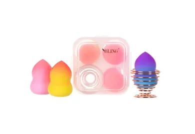 Bling, Beauty Blender Box Ombre, zestaw gąbek do makijażu, 3 szt.+ stojak na gąbki, typ III