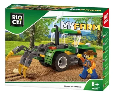 Blocki, MyFarm, traktor z pługiem, klocki, 85 elementów