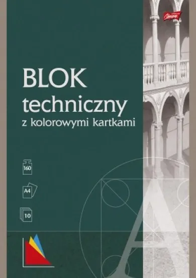 Blok techniczny, A4, 10 kartek, kolorowe kartki, 10 szt.