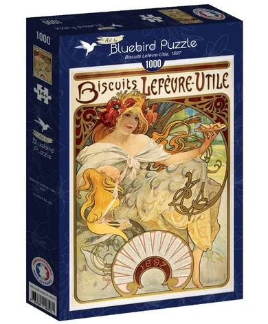 Bluebird, Ciasteczka Lefevre-Utile, Alfons Mucha, puzzle, 1000 elementów