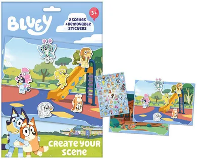 Bluey, plansza z naklejkami wielorazowymi, zestaw kreatywny