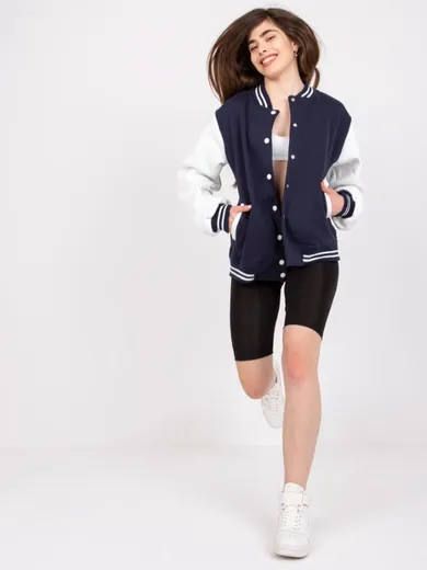 Bluza bomberka damska, rozpinana, granatowa, Ex Moda