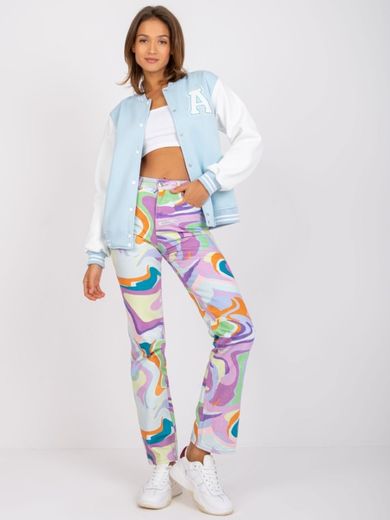 Bluza bomberka damska, rozpinana, niebieska, Ex Moda