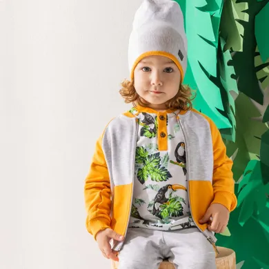 Bluza chłopięca, rozpinana, szaro-żółta, Nicol