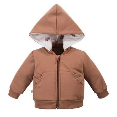 Bluza chłopięca z kapturem, rozpinana, beżowa, Eevi