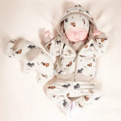 Bluza chłopięca z kapturem, rozpinana, beżowa, Nicol