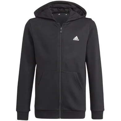 Bluza chłopięca z kapturem, rozpinana, czarna, Adidas Essentials Full-Zip Hoodie Jr