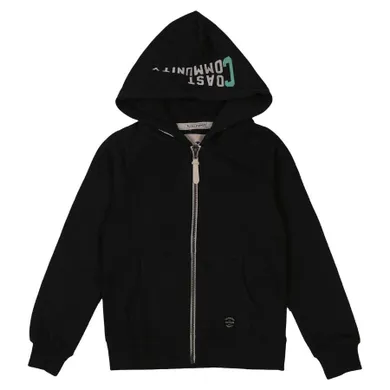 Bluza chłopięca z kapturem, rozpinana, czarna, Tom Tailor