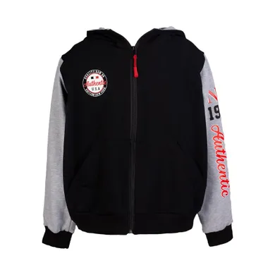 Bluza chłopięca z kapturem, rozpinana, czarno-szara, Tup Tup