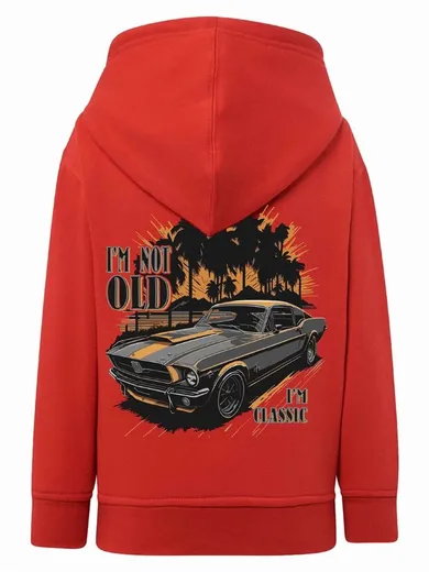 Bluza chłopięca z kapturem, rozpinana, czerwona, Tup Tup