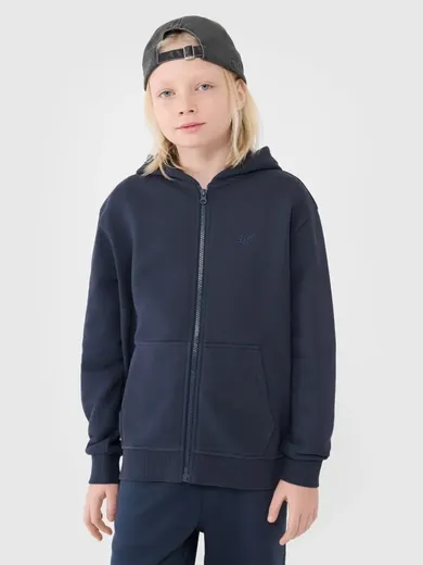 Bluza chłopięca z kapturem, rozpinana, granatowa, 4F