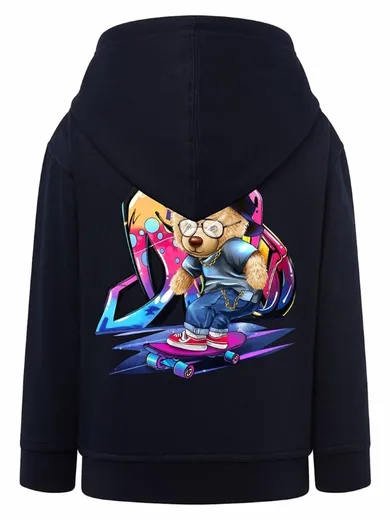 Bluza chłopięca z kapturem, rozpinana, granatowa, Tup Tup