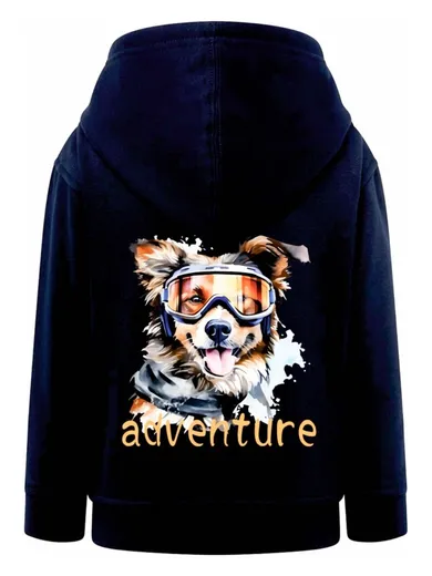 Bluza chłopięca z kapturem, rozpinana, granatowa, Tup Tup