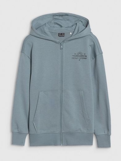 Bluza chłopięca z kapturem, rozpinana, miętowa, 4F