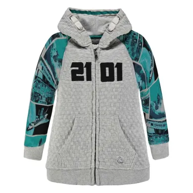 Bluza chłopięca z kapturem, rozpinana, szara, Kanz