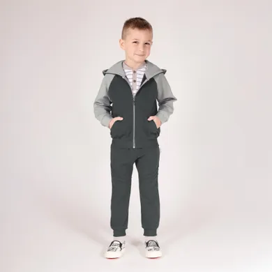 Bluza chłopięca z kapturem, rozpinana, szara, Nicol