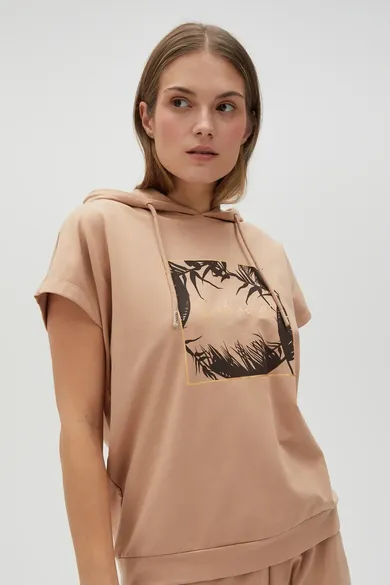 Bluza damska, brązowa, Moodo