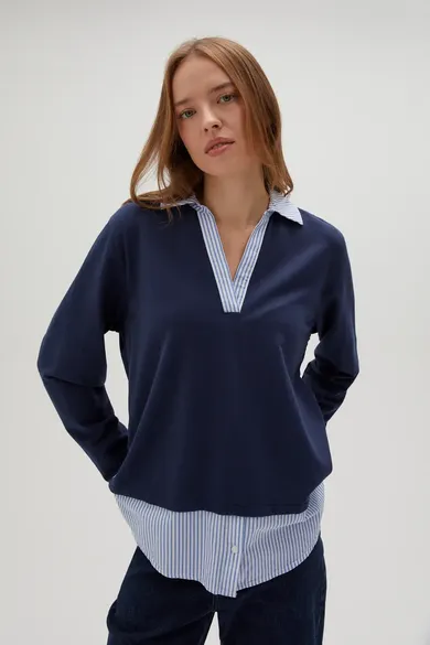 Bluza damska, granatowa, Moodo
