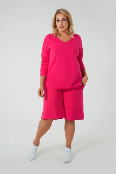 Bluza damska, plus size, różowa, Madri, Italian Fashion