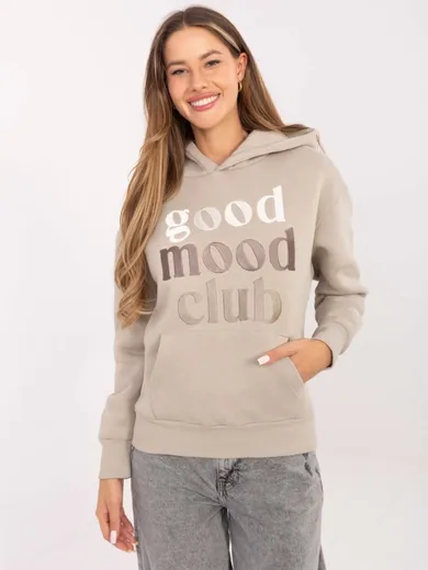 Bluza damska z kapturem, beżowa, Sublevel
