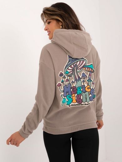 Bluza damska z kapturem, beżowa, Sublevel