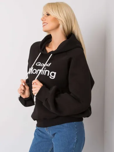 Bluza damska z kapturem, czarna, Ex Moda