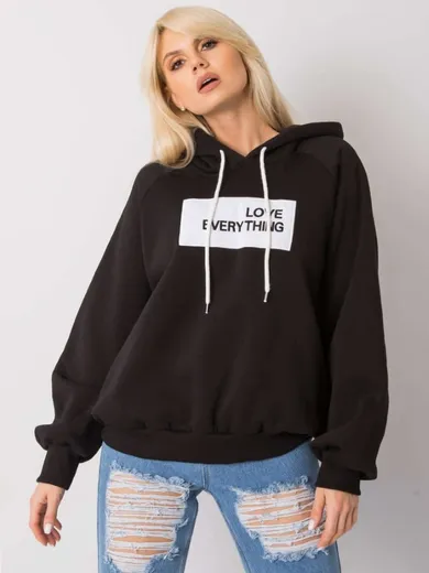 Bluza damska z kapturem, czarna, Ex Moda