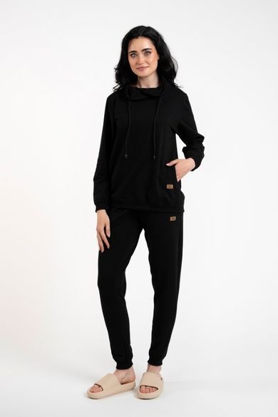 Bluza damska z kapturem, czarna, Malmo, Italian Fashion
