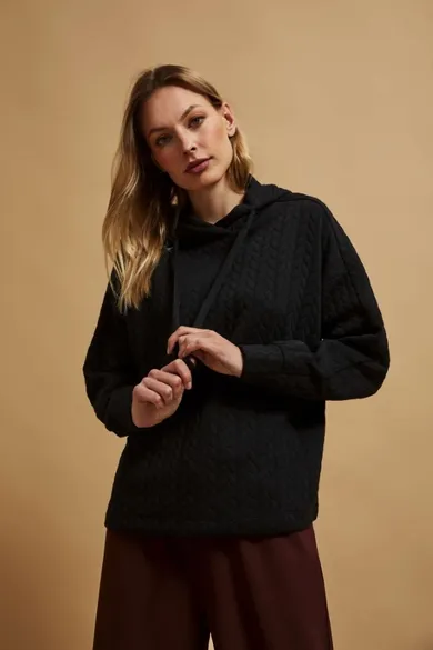 Bluza damska z kapturem, czarna, Moodo