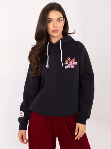 Bluza damska z kapturem, grafitowa, Sublevel