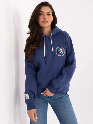 Bluza damska z kapturem, granatowa, Sublevel