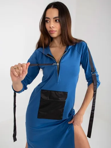 Bluza damska z kapturem, niebieska, Lily Rose