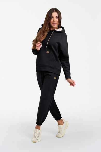 Bluza damska z kapturem, plus size, czarna, Viva, Italian Fashion