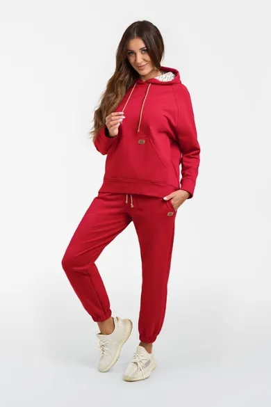 Bluza damska z kapturem, plus size, czerwona, Viva, Italian Fashion