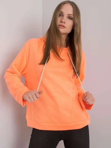 Bluza damska z kapturem, pomarańczowa, Ex Moda