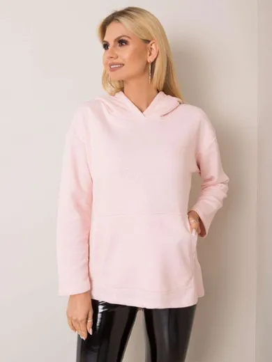 Bluza damska z kapturem, różowa, Basic Feel Good