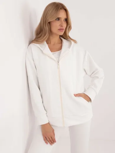 Bluza damska z kapturem, rozpinana, biała, Lakerta