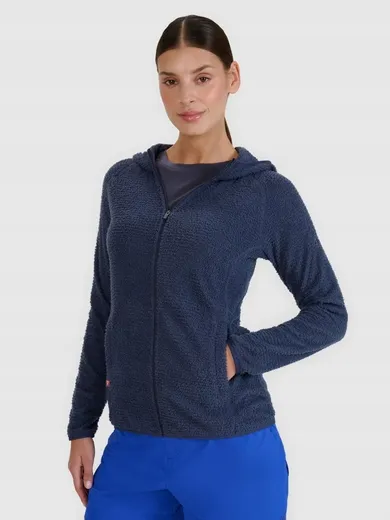 Bluza damska z kapturem, rozpinana, granatowa, Primaloft Active, 4F