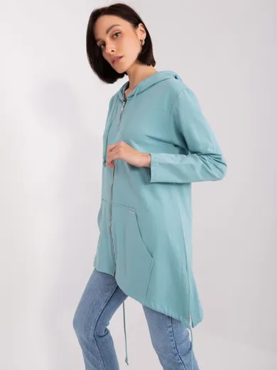 Bluza damska z kapturem, rozpinana, miętowa, Relevance