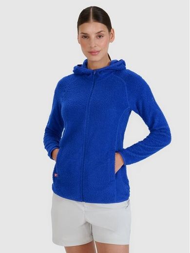 Bluza damska z kapturem, rozpinana, niebieska, Primaloft Active, 4F