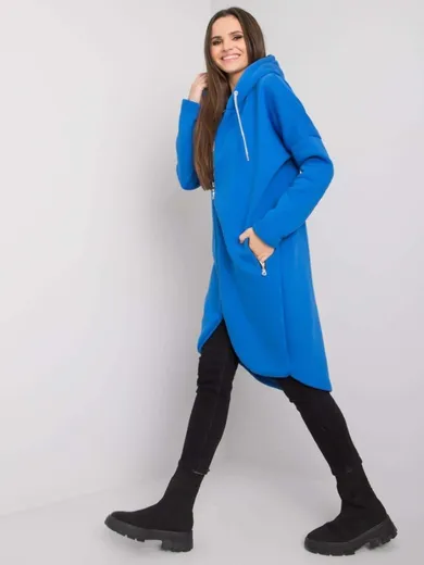 Bluza damska z kapturem, rozpinana, niebieska, Relevance
