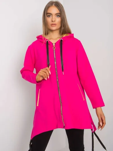 Bluza damska z kapturem, rozpinana, różowa, Relevance