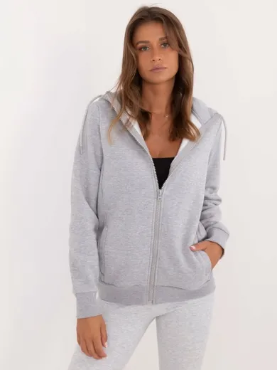 Bluza damska z kapturem, rozpinana, szara, Sublevel
