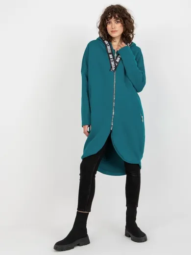 Bluza damska z kapturem, rozpinana, zielona, Relevance