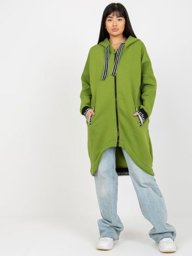 Bluza damska z kapturem, rozpinana, zielona, Relevance