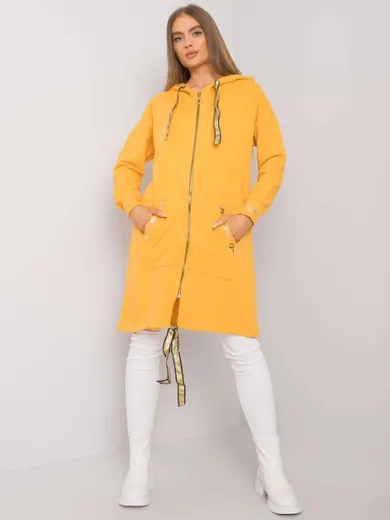 Bluza damska z kapturem, rozpinana, żółta, Relevance
