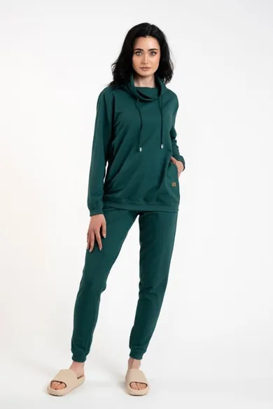 Bluza damska z kapturem, zielona, Malmo, Italian Fashion