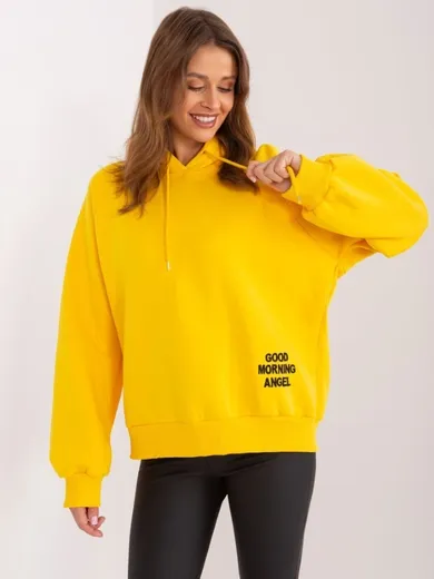 Bluza damska z kapturem, żółta, Ex Moda
