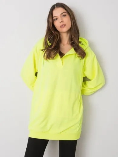 Bluza damska z kapturem, żółta, Ex Moda