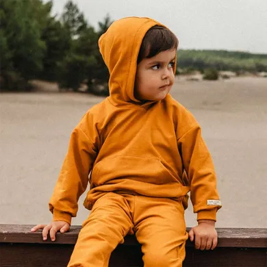 Bluza dziecięca z kapturem, musztardowa, Eevi